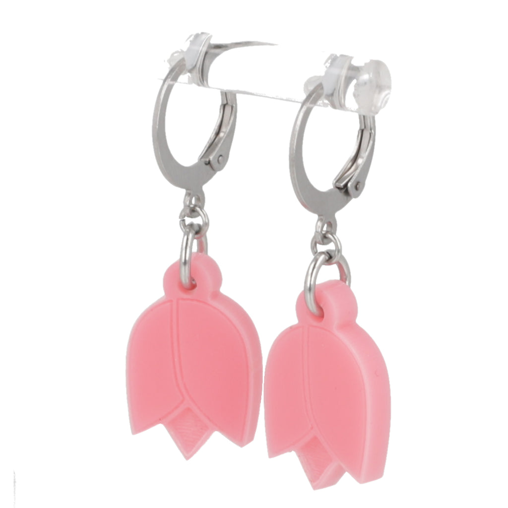 Pink Tulip Huggie Hoop Earrings - Sour Cherry