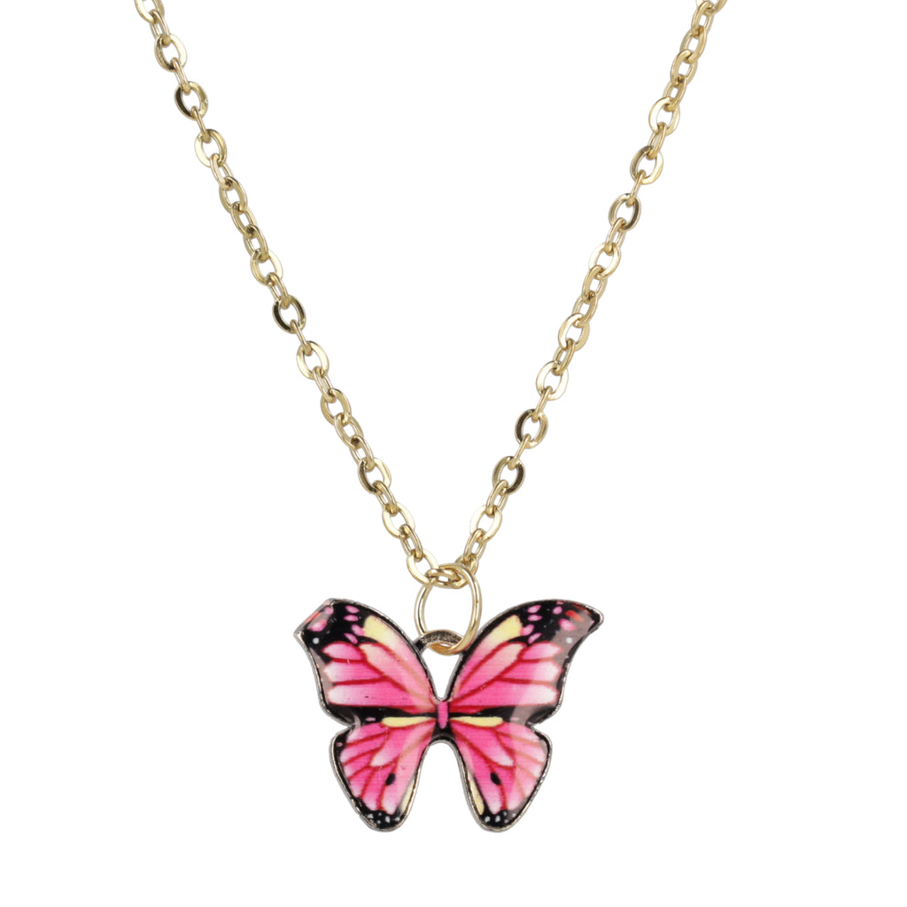 Pink Butterfly Necklace - Sour Cherry