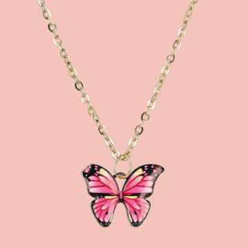 Pink Butterfly Necklace - Sour Cherry