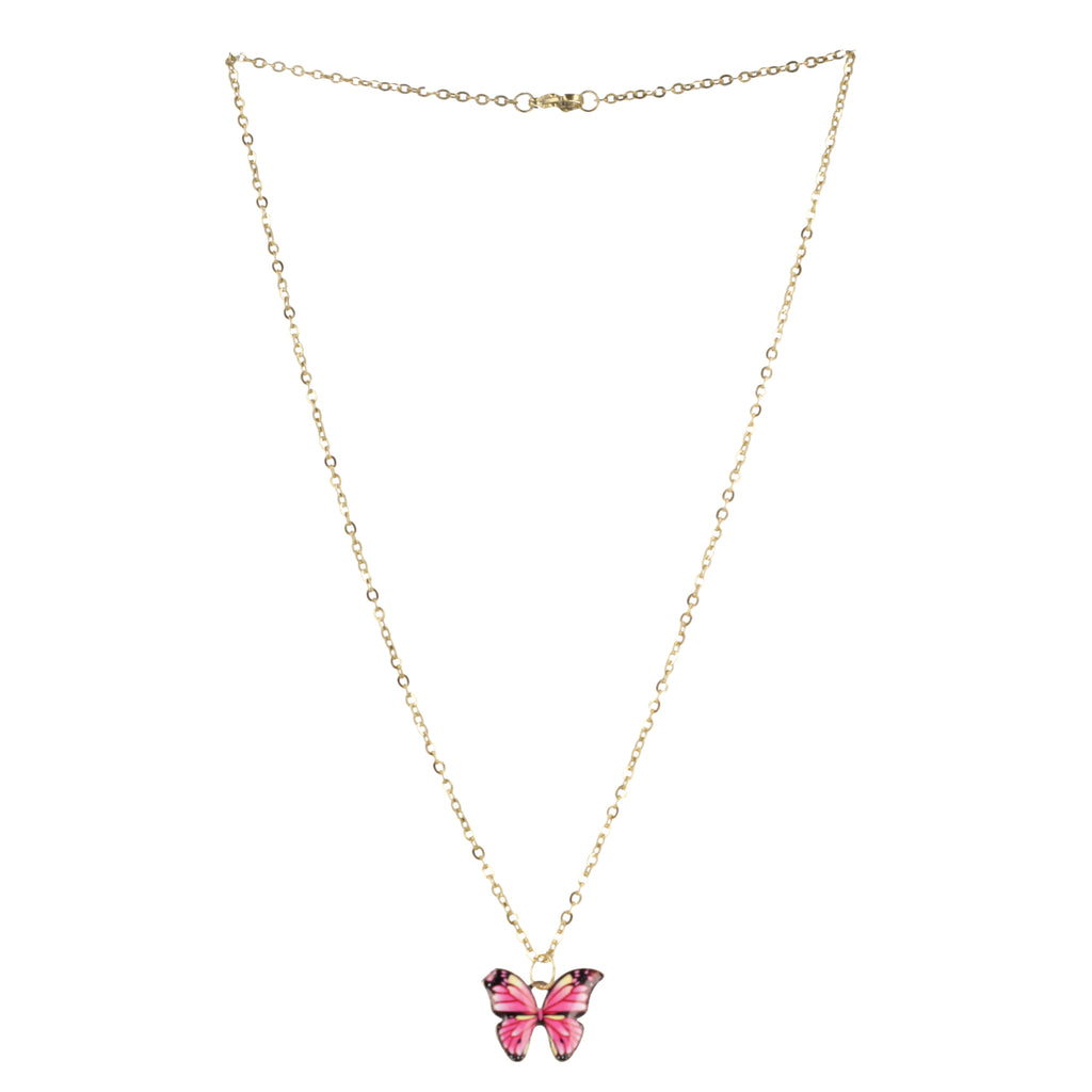Pink Butterfly Necklace - Sour Cherry