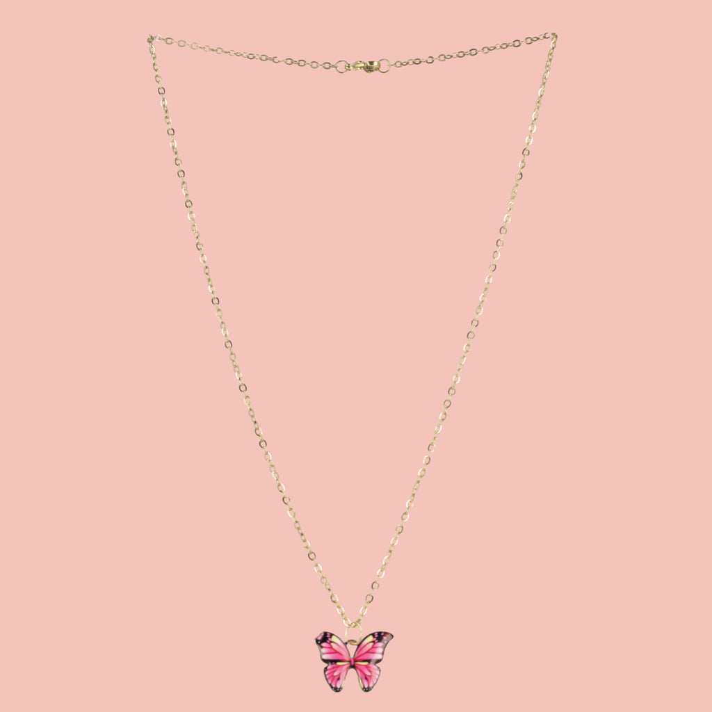 Pink Butterfly Necklace - Sour Cherry