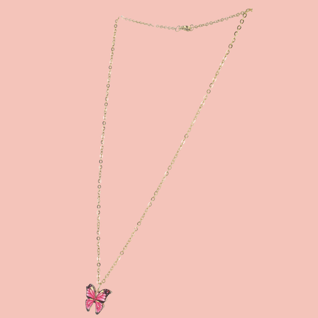 Pink Butterfly Necklace - Sour Cherry