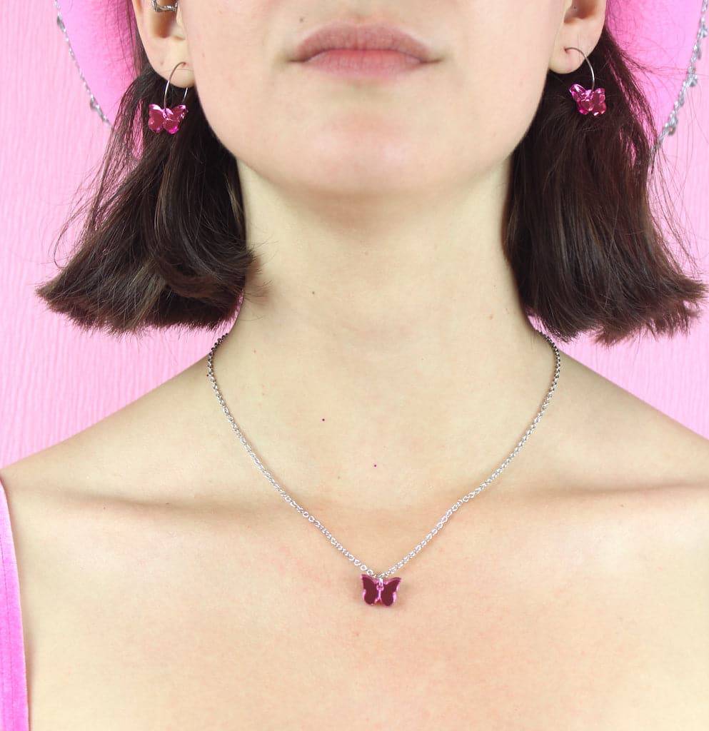 You're my Butterfly, Sugar Baby Necklace (Pink Mirror) - Sour Cherry