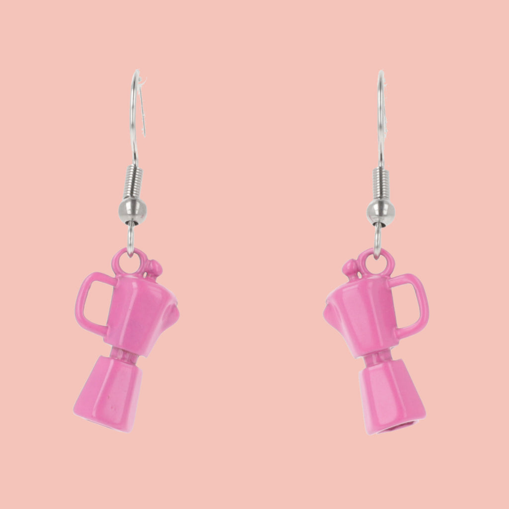 Pink Coffee Pot Earrings - Sour Cherry