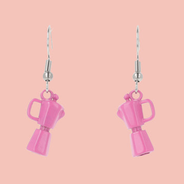 Pink Coffee Pot Earrings - Sour Cherry