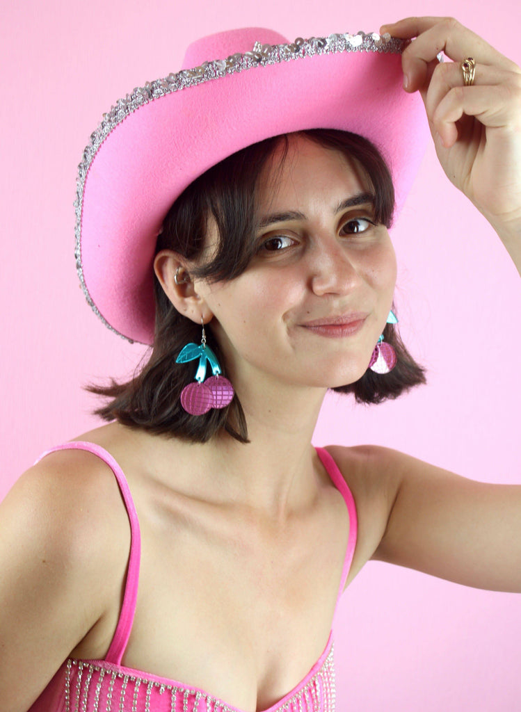 Pink Disco Cherry Earrings - Sour Cherry