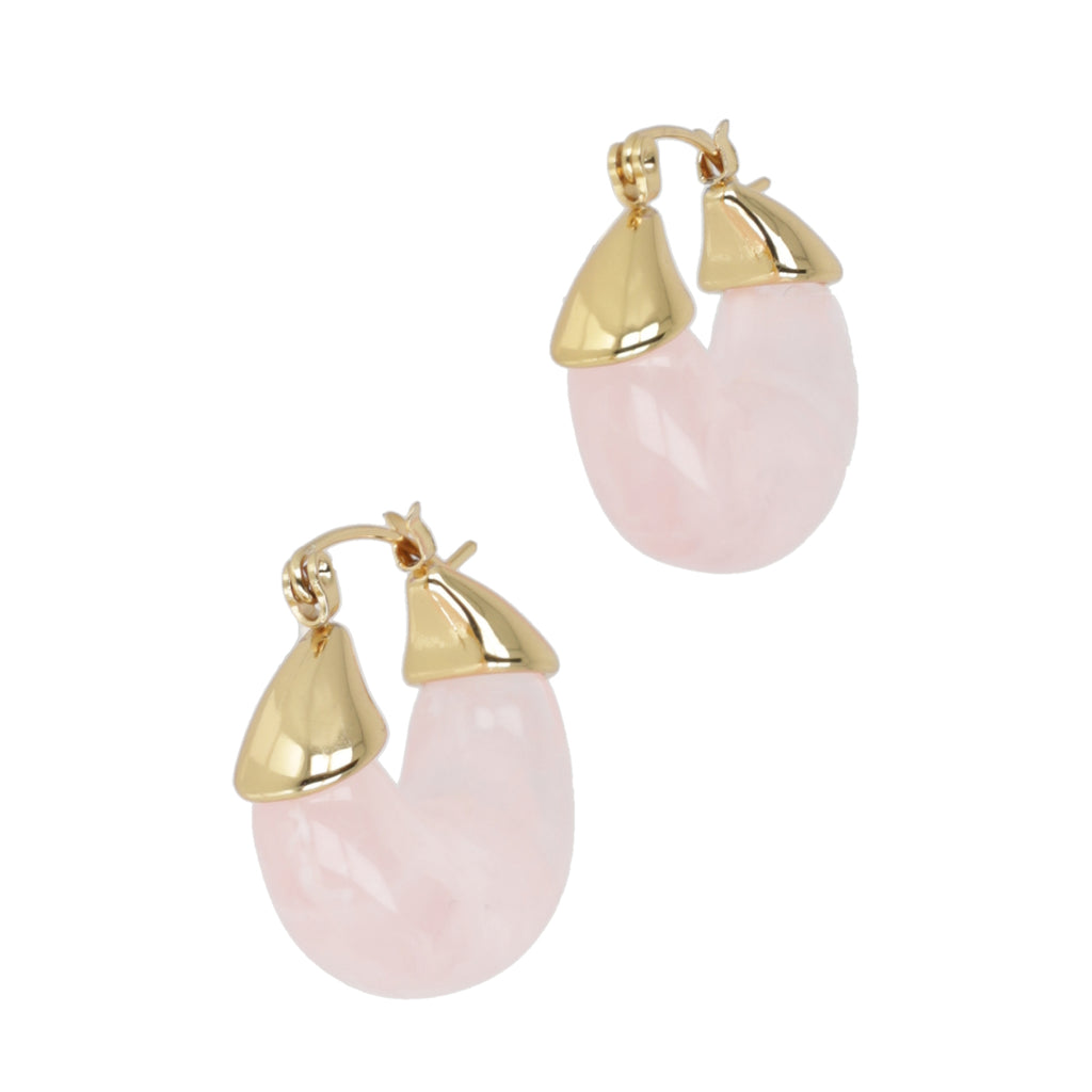 Pink Marble Hoop Earrings - Sour Cherry