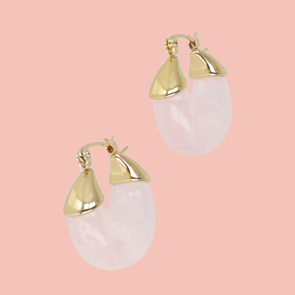 Pink Marble Hoop Earrings - Sour Cherry
