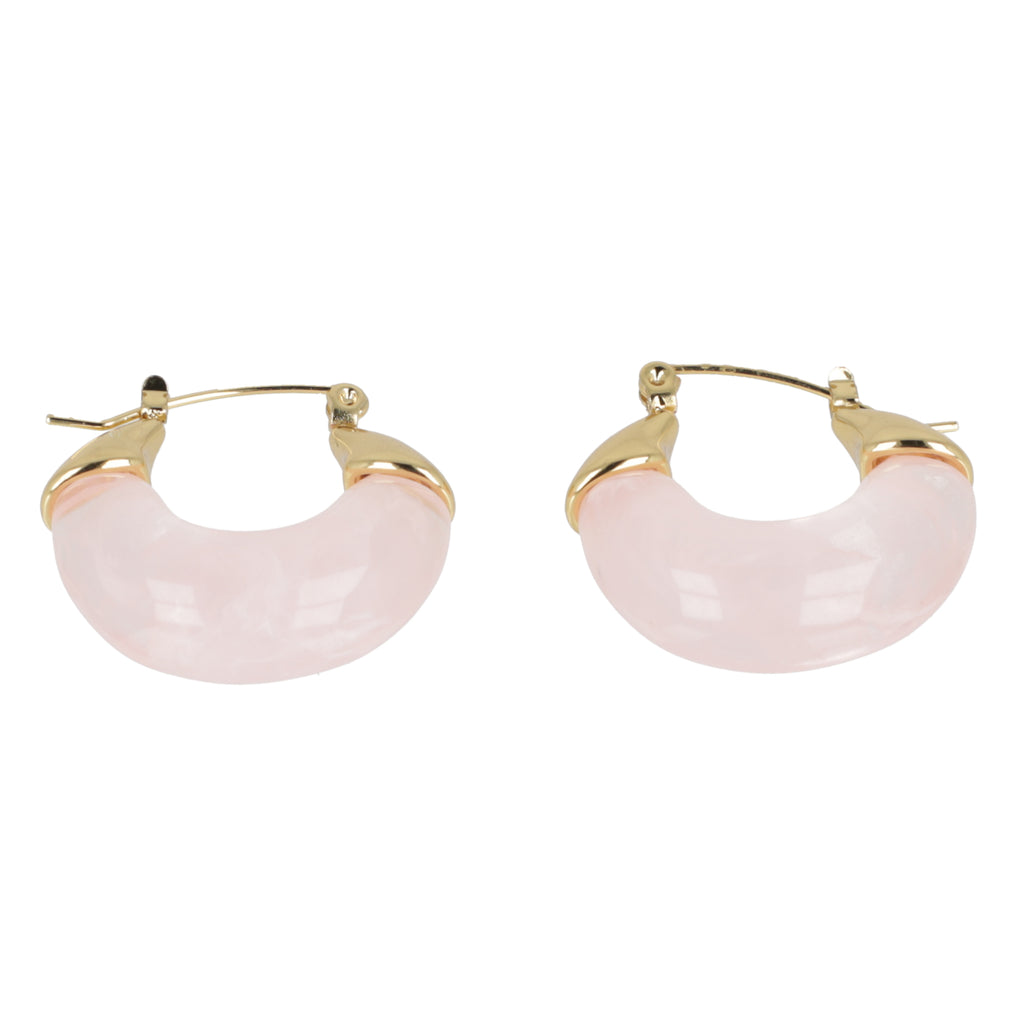 Pink Marble Hoop Earrings - Sour Cherry