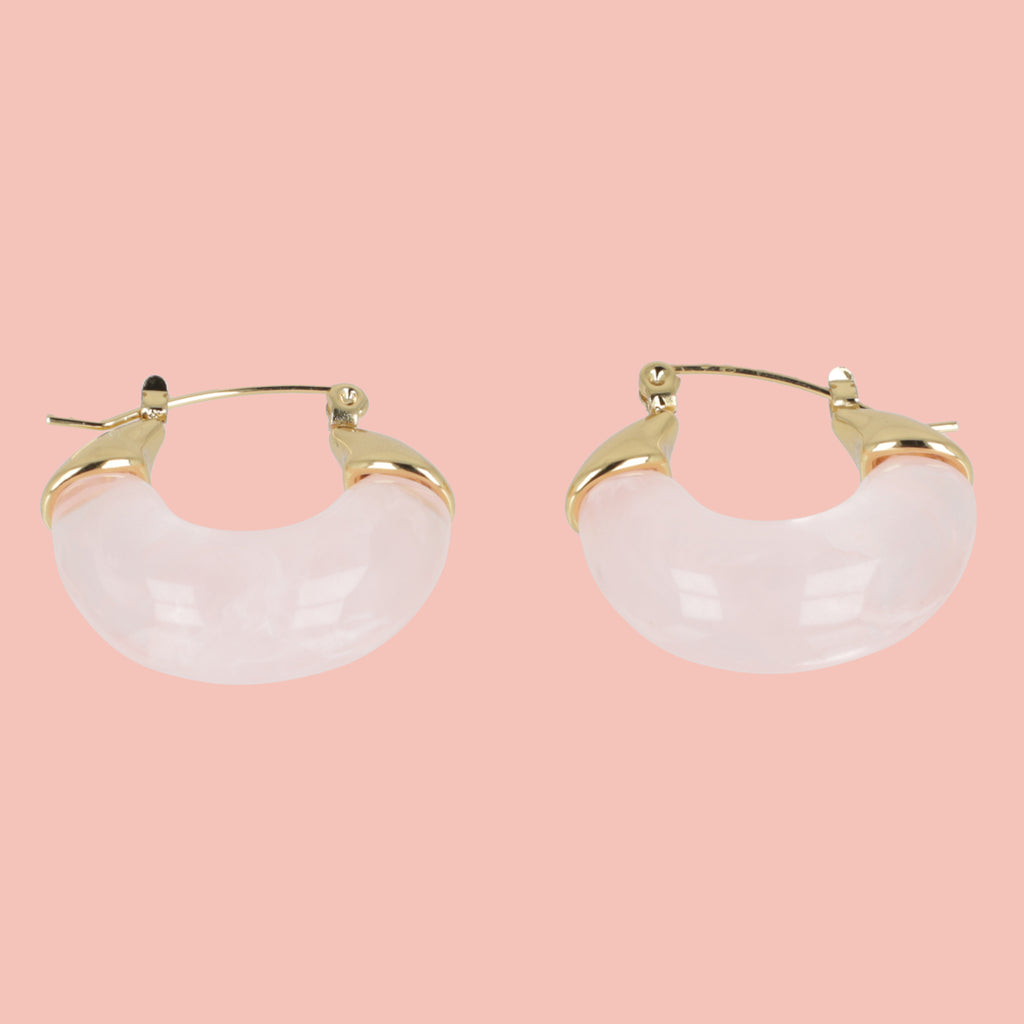 Pink Marble Hoop Earrings - Sour Cherry