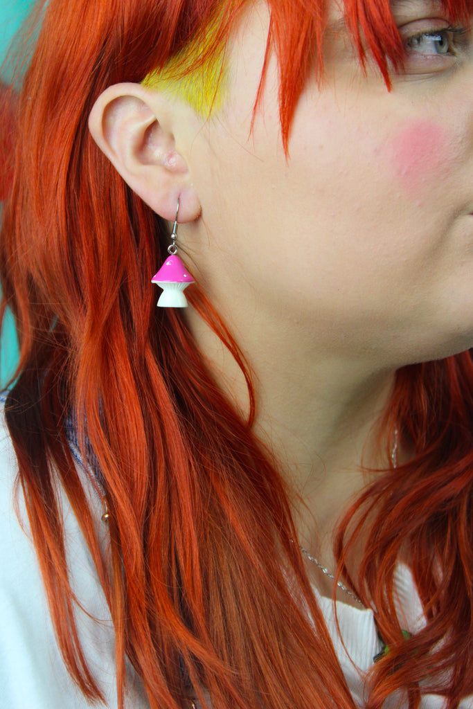 Pink Toadstool Earrings - Sour Cherry