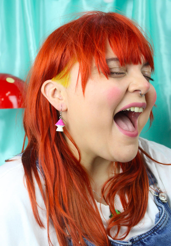 Pink Toadstool Earrings - Sour Cherry