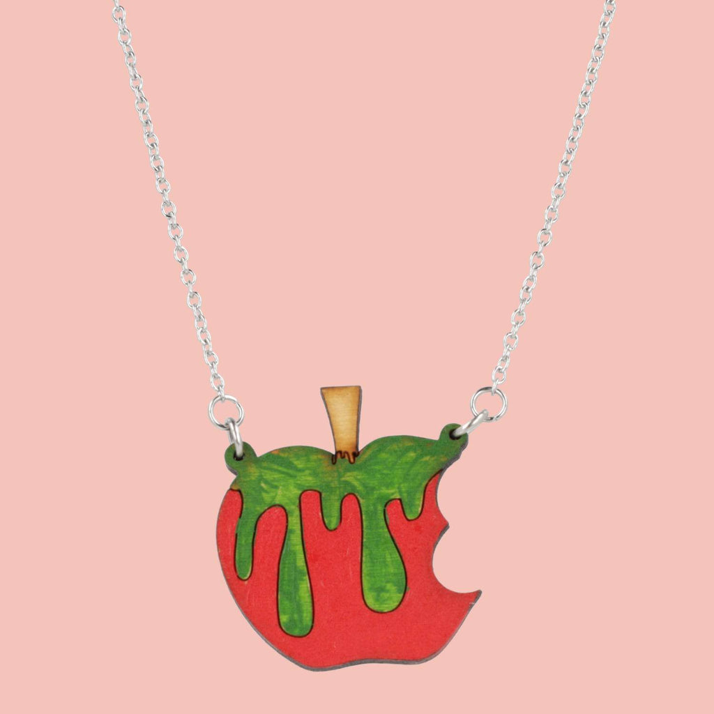 Poison apple pendant on a stainless steel chain