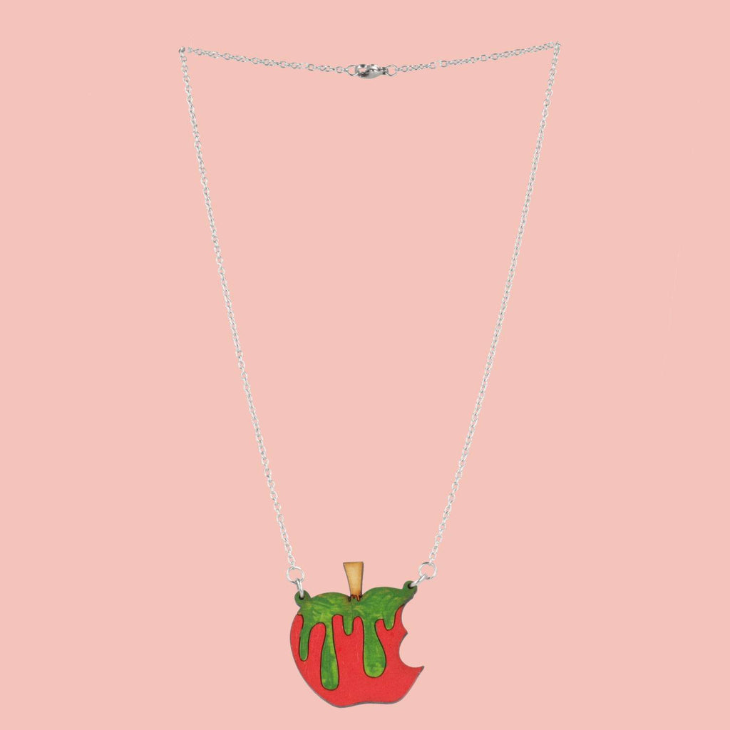 Poison apple pendant on a stainless steel chain