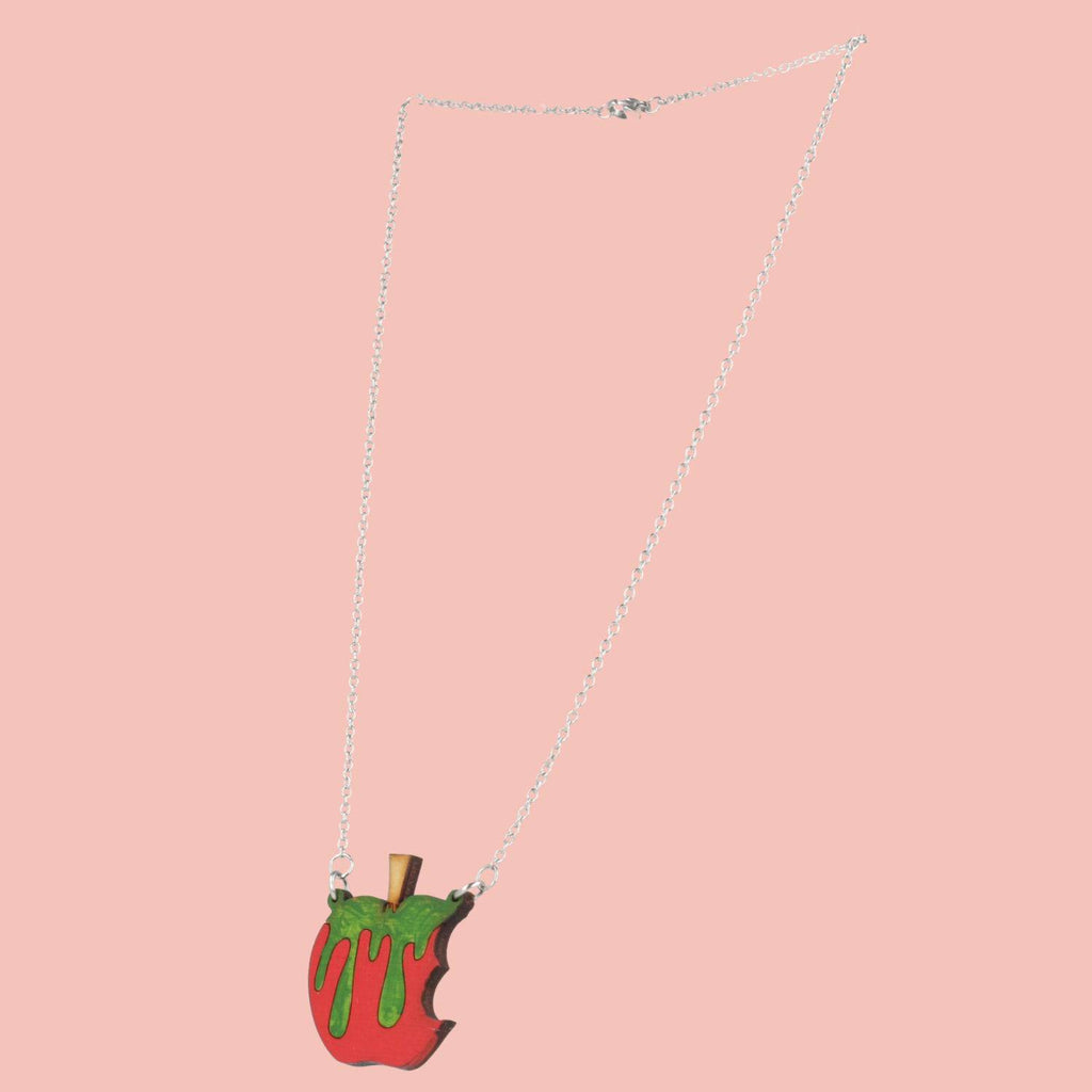 Poison apple pendant on a stainless steel chain