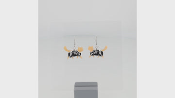 360 view of ginger cat skeleton charms on stainless steel earwires 