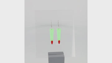 360 view of green witch's fingers on stainless steel earwires