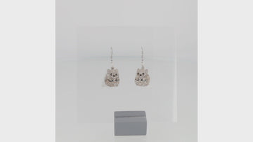360 view of Grey hamster charms with an additional layer of holographic glitter to replicate a ghost on stainless steel earwires