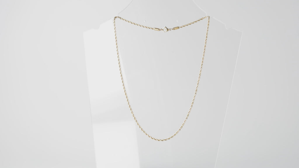 360 view of Gold plated stainless steel rope chain necklace
