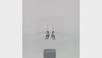 360 view of cat skeleton charms on stainless steel earwires 