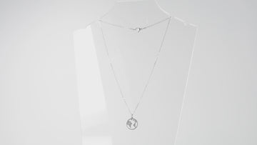 360 view of Stainless steel chain with cut out earth pendant