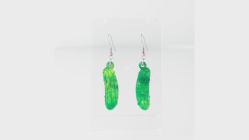 360 view of dill pickle acrylic charms on stainless steel earwires