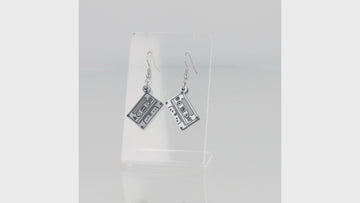 360 view of grey acrylic mix tape style charms on stainless steel earwires