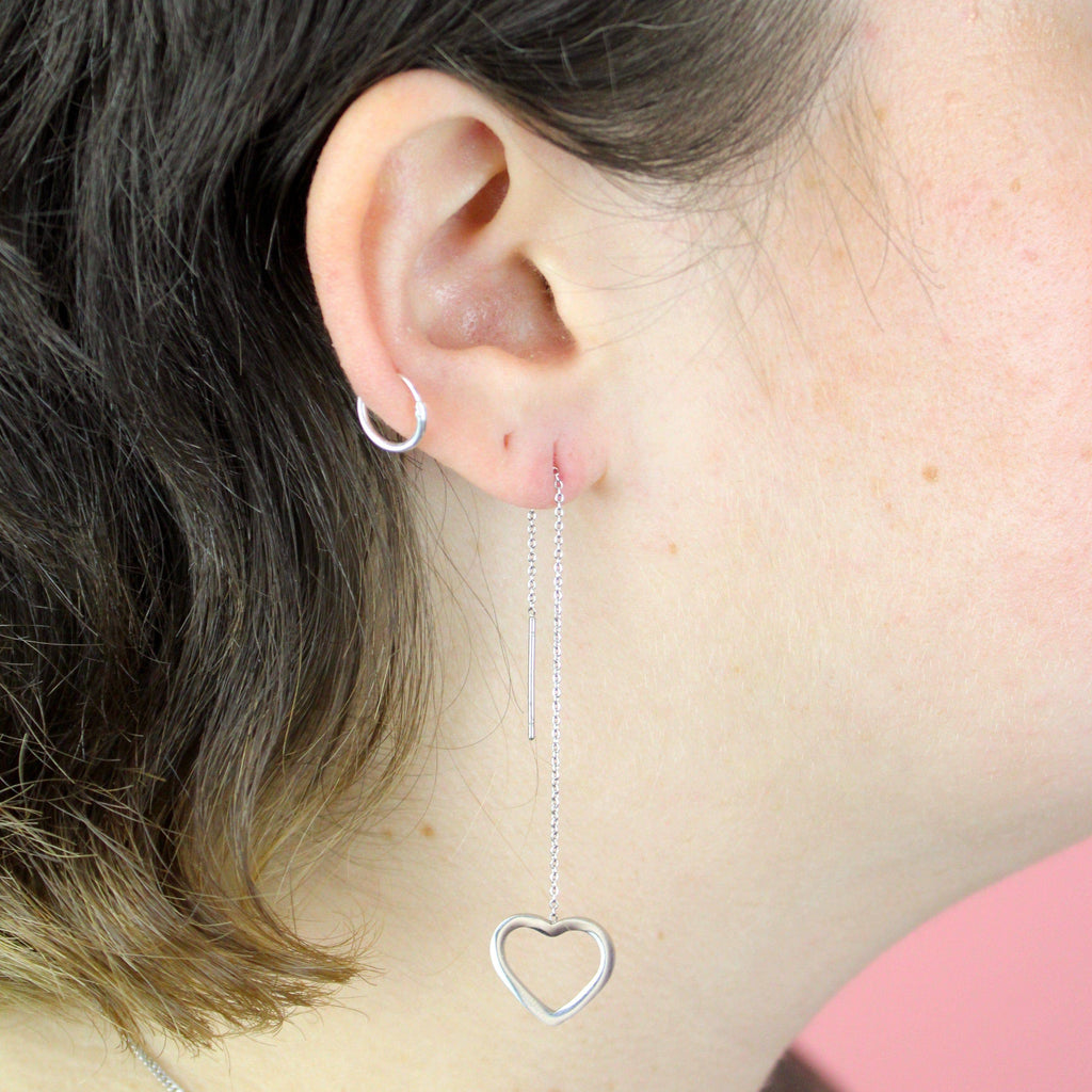 Heart Pull Through Earrings - Sour Cherry