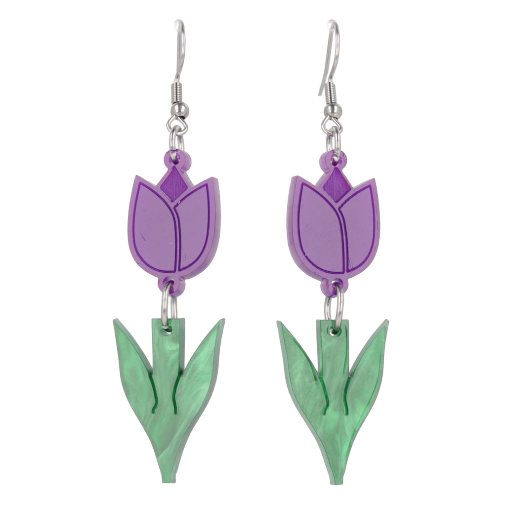 Tiptoe Through the Tulips Earrings (Purple) - Sour Cherry