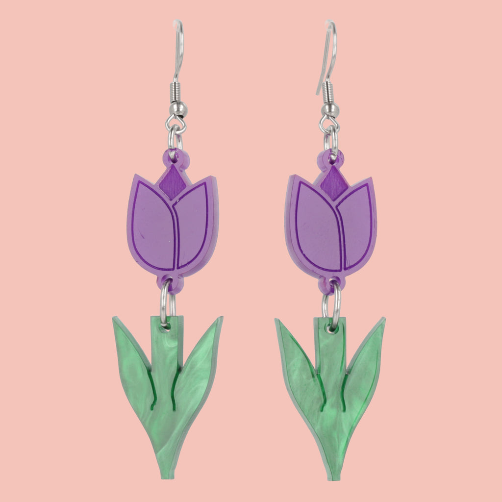 Tiptoe Through the Tulips Earrings (Purple) - Sour Cherry