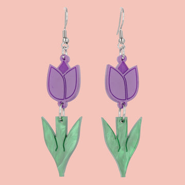 Tiptoe Through the Tulips Earrings (Purple) - Sour Cherry