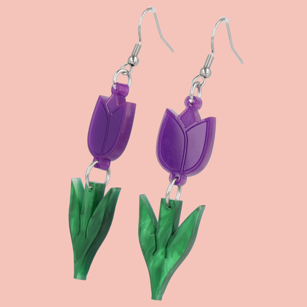 Tiptoe Through the Tulips Earrings (Purple) - Sour Cherry