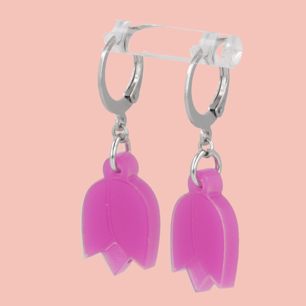 Purple Tulip Huggie Hoop Earrings - Sour Cherry
