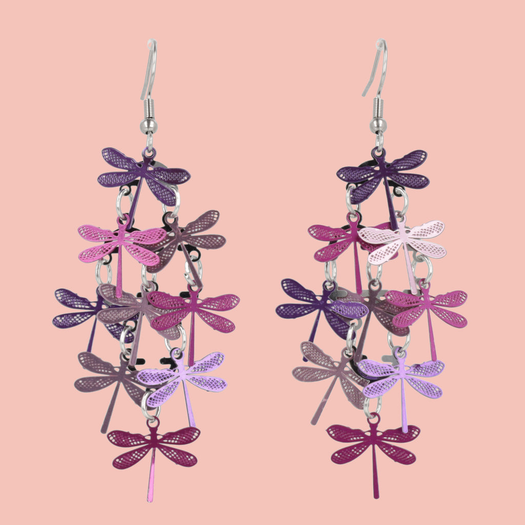 Purple Dragonfly Earrings - Sour Cherry