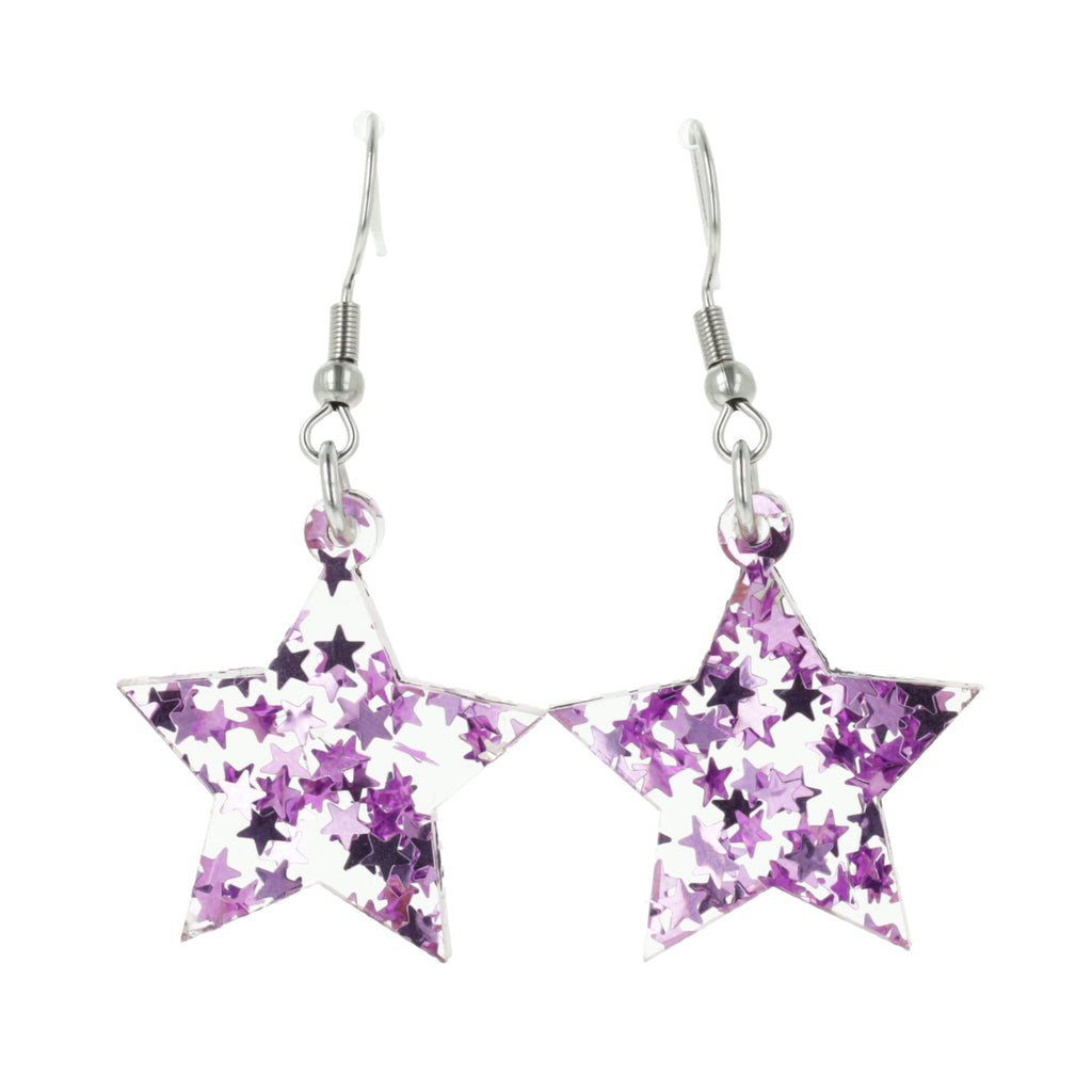 Purple Stellar Confetti Star Earrings - Sour Cherry