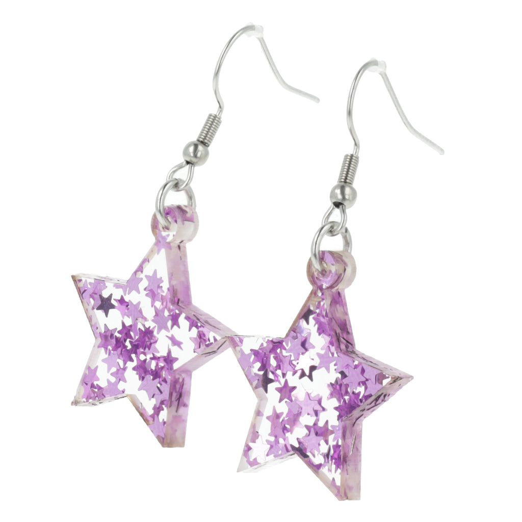 Purple Stellar Confetti Star Earrings - Sour Cherry