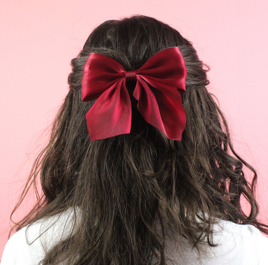 Shimmer Hair Bow - Cherry Red - Sour Cherry