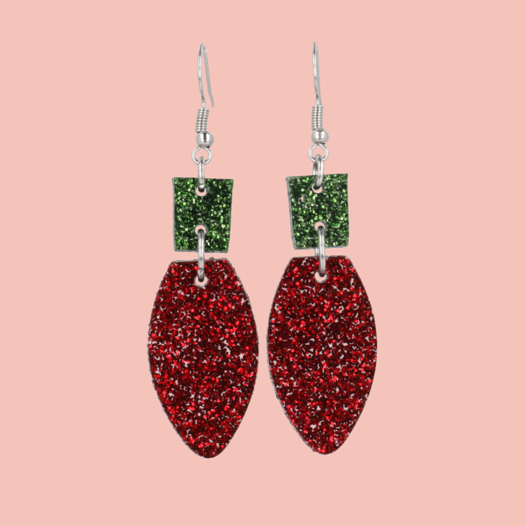 Vintage Red Christmas Lights Earrings - Sour Cherry