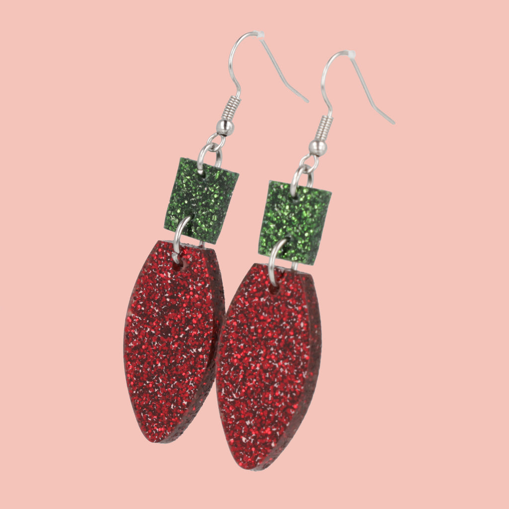 Vintage Red Christmas Lights Earrings - Sour Cherry