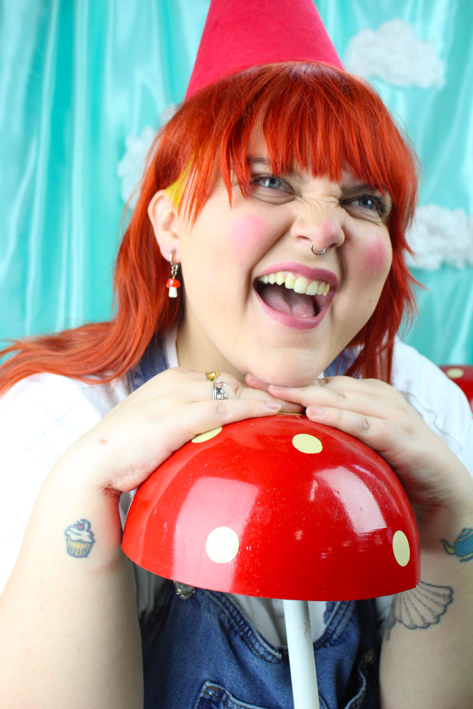 Red Mini Toadstool Hoop Earrings - Sour Cherry