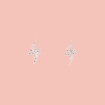 Rhinestone Lightning Bolt Stud Earrings - Sour Cherry