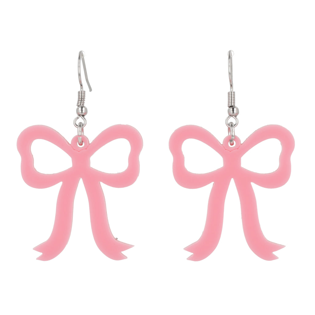Rose Pink Bow Earrings - Sour Cherry