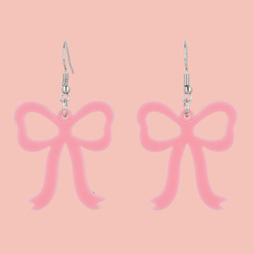 Rose Pink Bow Earrings - Sour Cherry