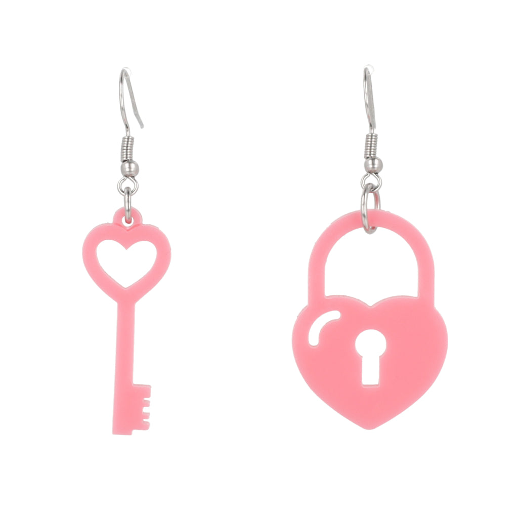 Rose Pink Key To My Heart Earrings - Sour Cherry