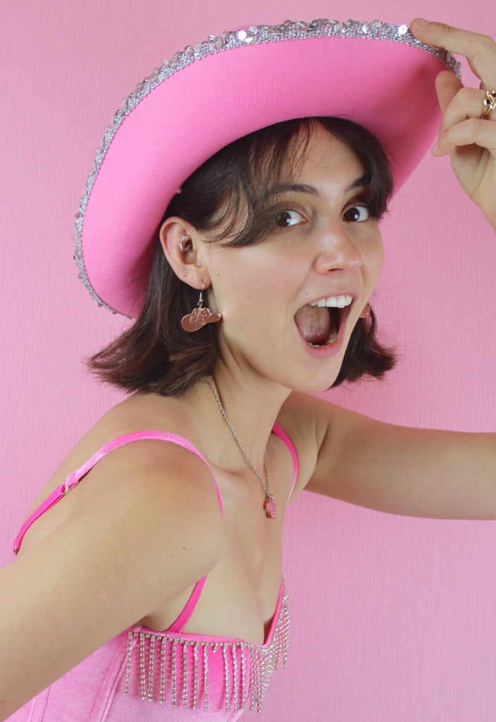 Let's Go Girls Rose Gold Cowgirl Hat Necklace - Sour Cherry