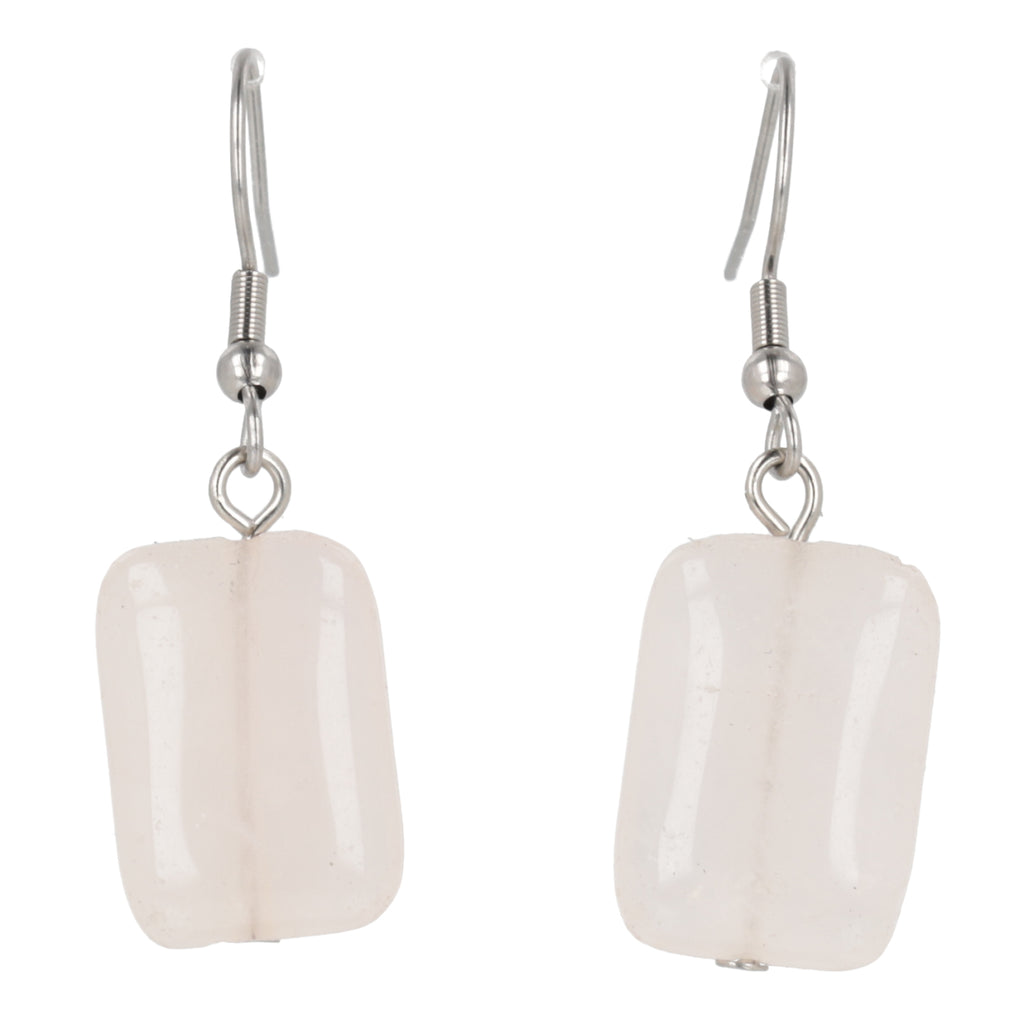 Rose Quartz Rectangle Earrings - Sour Cherry
