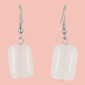 Rose Quartz Rectangle Earrings - Sour Cherry