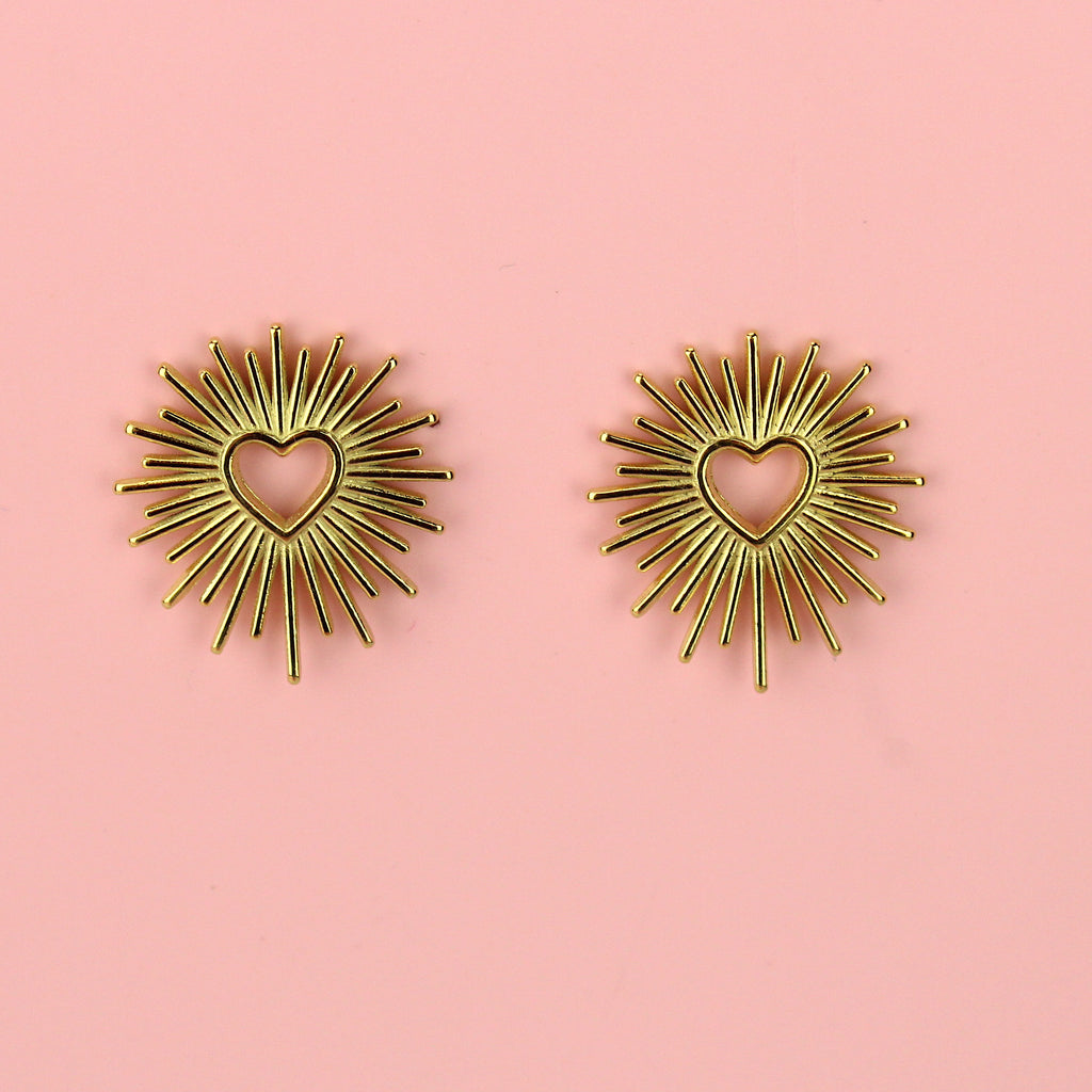 Gold plated stainless steel sacred heart studs