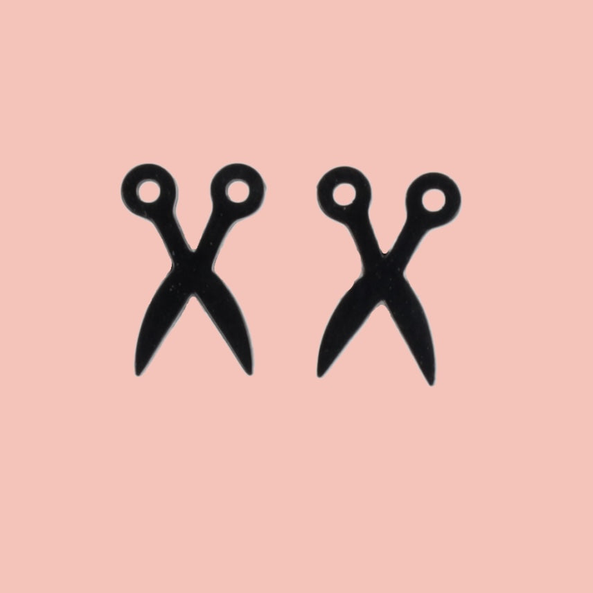 Cut It Out Scissor Stud Earrings - Black - Sour Cherry