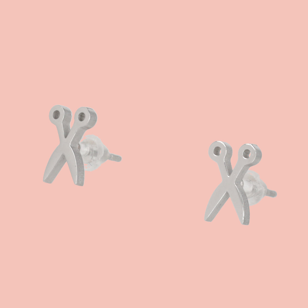 Cut It Out Scissor Stud Earrings - Sour Cherry